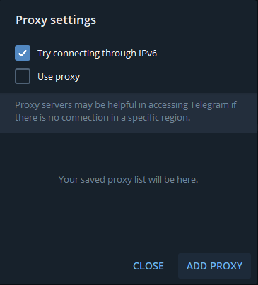Telegram proxy settings